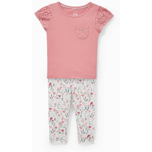 CA komplet za bebe, Cvetni dezen, Roze-beli Slike