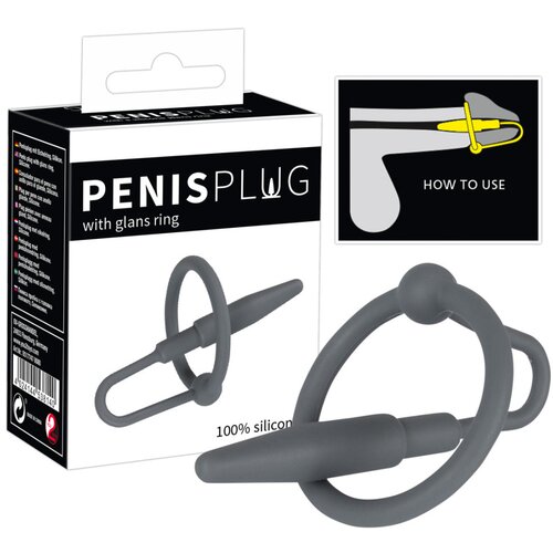 Penis Plug - silikonski obroček z uretralnim stožcem (siv) Cene
