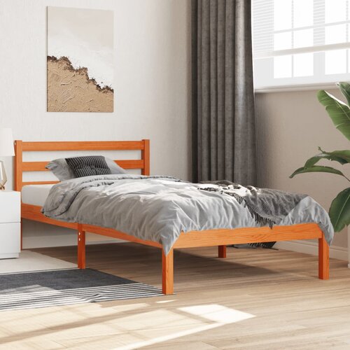 Furnova Posteljni okvir brez vzmetnice vo&amp;scaron;čeno rjav 90x190 cm borovina, (21940558) Slike