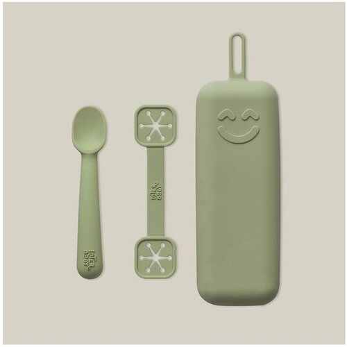 Interbaby set silikonskog pribora za jelo Olive Green Cene