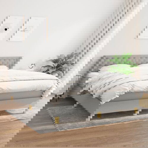 The Living Store Box spring postelja z vzmetnico svetlo siva 140x200 cm blago - Box Spring Postelja, (21518351) Cene