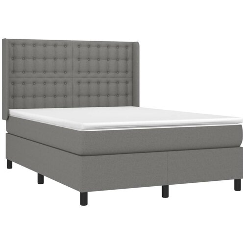  Krevet box spring s madracem LED tamnosivi 140x200 cm tkanina Slike
