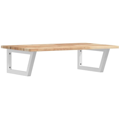  Zidna polica za umivaonik od čelika i masivnog bagremovog drva Smeđa 60 x 50 x 2 cm Slike