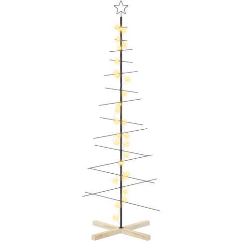  Metalna božićna jelka KUOPIO 180 cm Topla bijela Čelik Crna - 180 cm Crna s LED svjetlima Slike