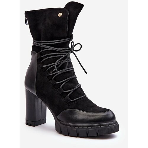 Kesi Women's high-heeled ankle boots with Black Artie lacing Slike