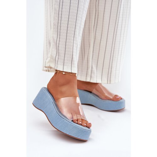 Boto Women's Slippers With Transparent Strap On Wedge Jeans Meltiana Cene