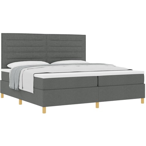 VidaXL Postelja s pomičnim vzmetnim dnom in vzmetnico Temno siva 200x200 cm Tkanina, (22051898) Slike