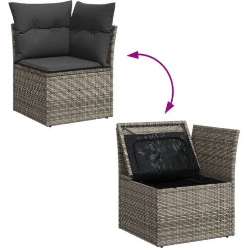 vidaXL 9 komada vrtne sofa set s jastučićima siva poli ratan akacija Cene