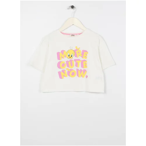 Koton Printed Ecru Girl T-shirt 3skg10031ak
