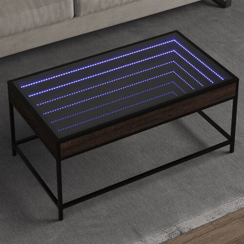 VidaXL Stolić s beskonačnim LED svjetlima boja hrasta 90x50x41 cm Slike