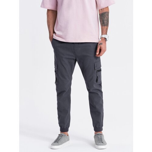 Ombre Men&amp;#039;s JOGGER pants with zippered cargo pockets - graphite Slike