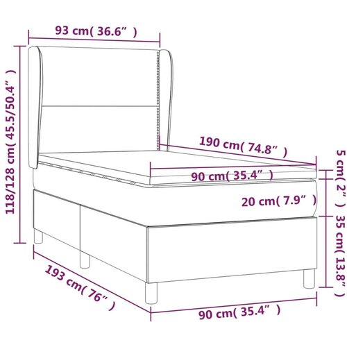  Krevet s oprugama i madracem smeđesivi 90x190 cm od tkanine Slike