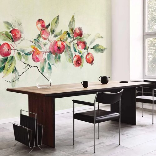  Foto tapeta - Apple branch - delicate landscape with a plant and apples on a white background 450x315 Cene