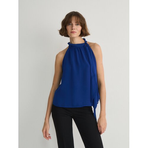 Reserved bluza z okrasnim vozlom - modra Cene