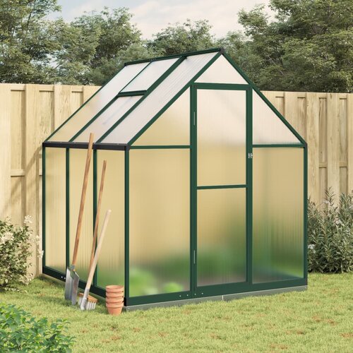 vidaXL Rastlinjak z okvirjem zelen 169x169x202 cm aluminij Cene