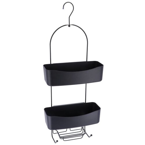Tendance metalna polica za tu&amp;scaron; sa 2 korpe i držačem sapuna 28X14X69CM metal/plastika crna Slike