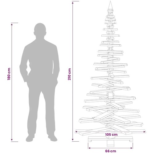 Drveno božićno drvce KOTKA 210 cm Masivna borovina - 210 cm Smeđa zavr&amp;scaron;na obrada Slike