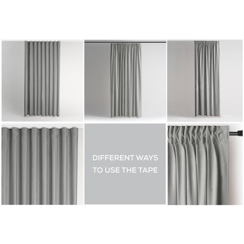 AmeliaHome Svetlo siva žametna zavesa za delno zatemnitev 140x270 cm Pleat &amp;ndash; Slike