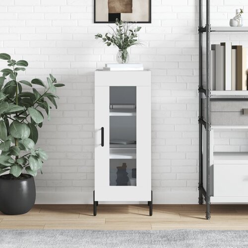 VidaXL Komoda sjajna bijela 34 5 x 34 x 90 cm od konstruiranog drva Slike