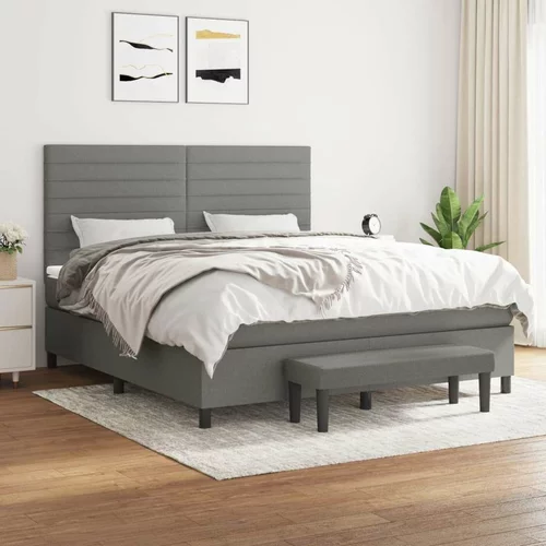  Box spring postelja z vzmetnico temno siva 160x200 cm blago, (20899548)