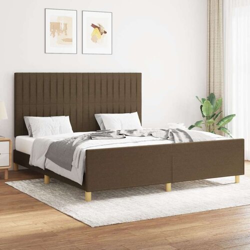  Posteljni okvir z vzglavjem temno rjav 140x200 cm blago, (20903159) Slike