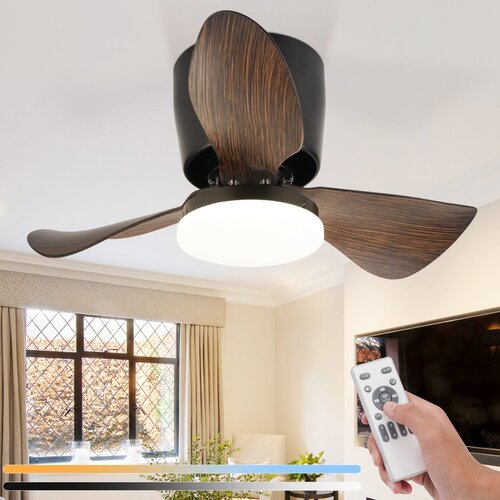 Nettlife LED stropni ventilator s svetilko in daljincem, tih 23 W 70 cm Črn Poletje/Zima Časovnik 6 hitrosti, (22149668) Cene
