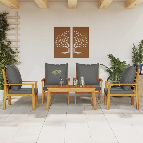 vidaXL Vrtna lounge garnitura z blazinami 5-delna trden akacijev les