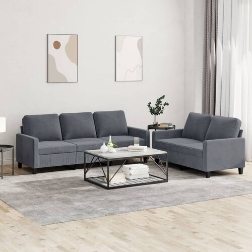  2-dijelni set sofa s jastucima tamnosivi baršunasti Cene