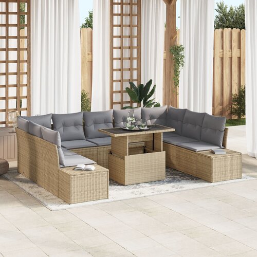 vidaXL set vrtnih sofa set od 10 bež ratan moderni sekcionalni Cijene
