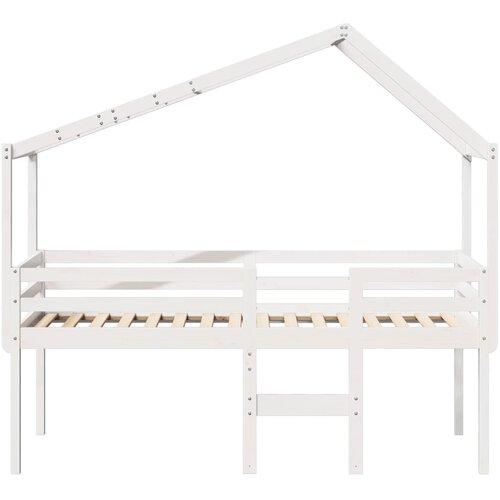  Visoki krevet s krovom bijeli 90 x 190 cm od masivne borovine Slike