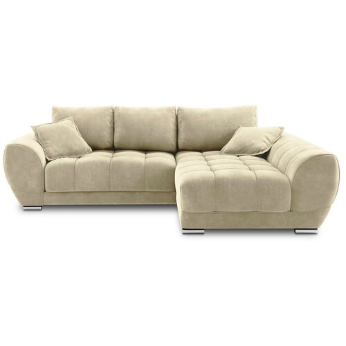 Windsor &amp;amp; Co Sofas bež žametna raztegljiva sedežna garnitura Nuage, desni kot Slike