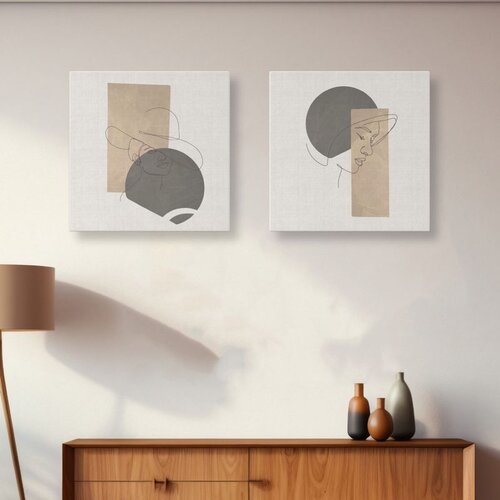 WALLXPERT ASR_CNVS25 - 5 - 30 x 30 Multicolor Decorative Canvas Painting (2 Pieces) Cene