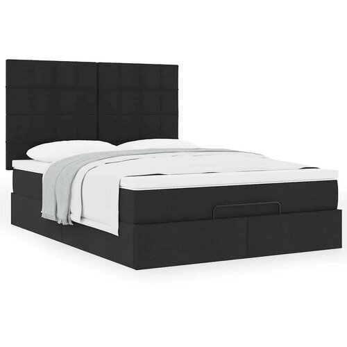 VidaXL otomanski okvir kreveta s madracem crni 140x200cm od tkanine Slike