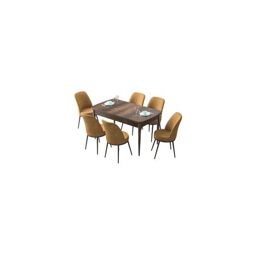 Hanah home Set Trpezarijski sto i 6 stolica Zen, oker-smeđa Cijene