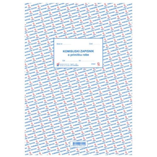 NARODNE NOVINE-UT I-141/NCR KOMISIJSKI ZAPISNIK O PRIMITKU ROBE; Blok 100 listova, 21 x 29,7 cm Cijene