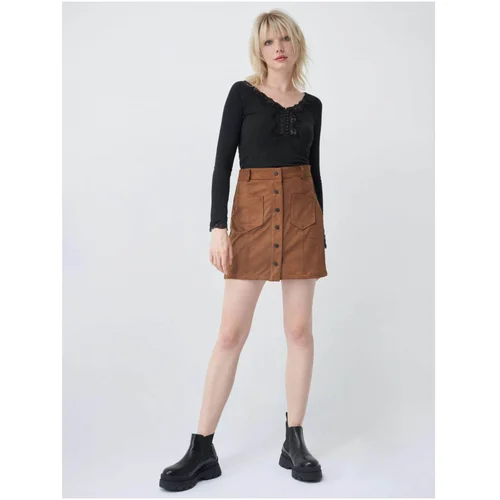 Salsa Jeans Brown mini skirt in suede finish - Women