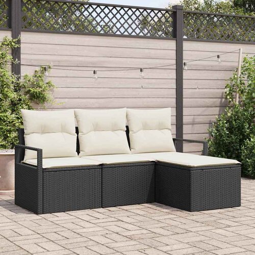  Set sofe s jastukom s pohranom 4 pcs Crna i Krema poliratan Cijene