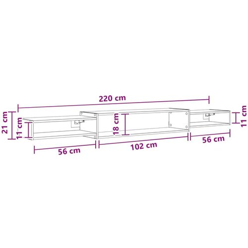  ormar za montažu na zid Zidna montaža Crni hrast - Crni hrast 220 cm Slike
