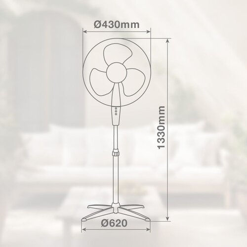 Niaros podni ventilator, 45W, 43cm, beli Slike