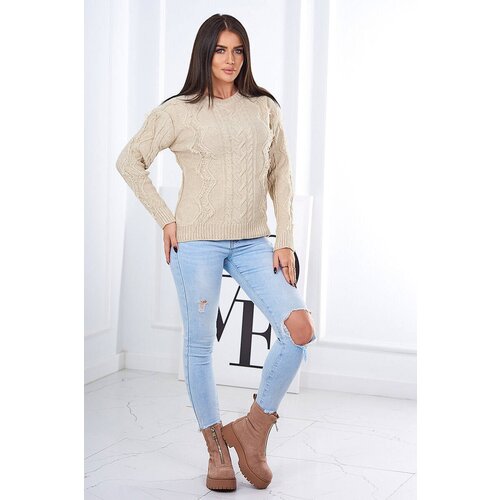 Kesi Sweater with beige weave of braids Slike