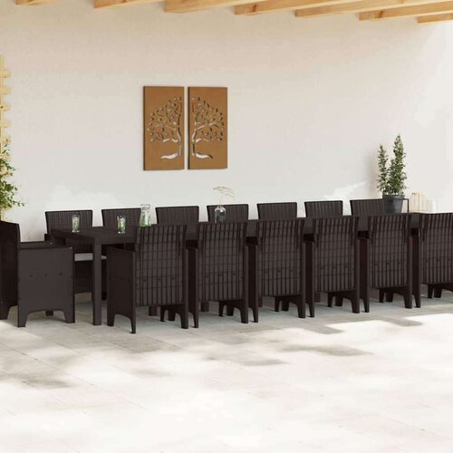  Vrtni set za objed 17 pcs Smeđa Polt ratan Slike