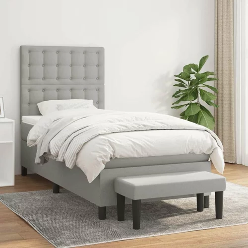  Box spring postelja z vzmetnico svetlo siv 100x200 cm blago, (20898917)