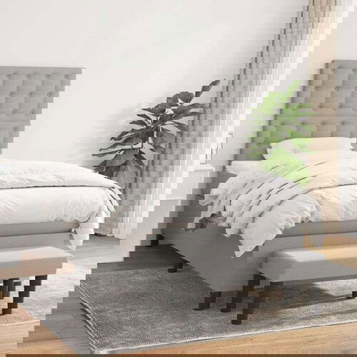  Krevet s oprugama i madracem svjetlosivi 100x200 cm od tkanine Slike