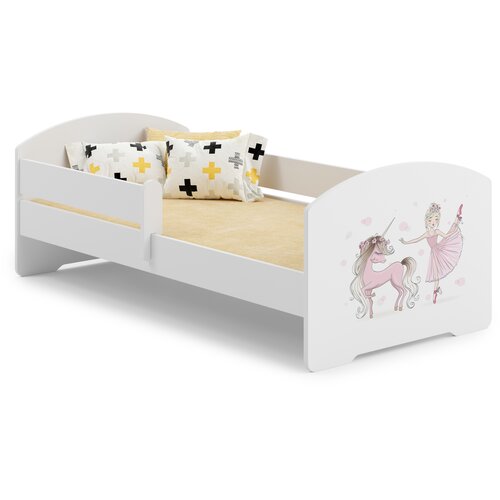 Kobi Furniture Luk - enojna postelja 140x70 z otroško grafiko, komplet ograje, vzmetnica, (20630368) Cene