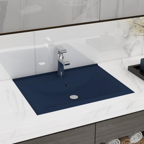 VidaXL Luksuzni umivaonik mat tamnoplavi 60 x 46 cm keramički Slike