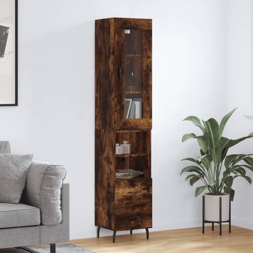 vidaXL Visoka komoda dimljeni hrast 34 5x34x180cm konstruiranog drva Cijene