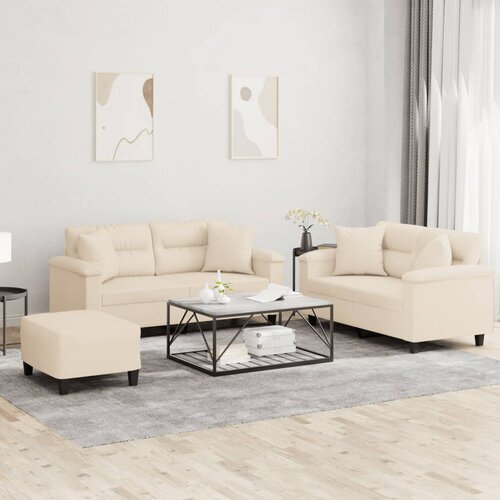  3-dijelni set sofa s jastucima bež od mikrovlakana Cene