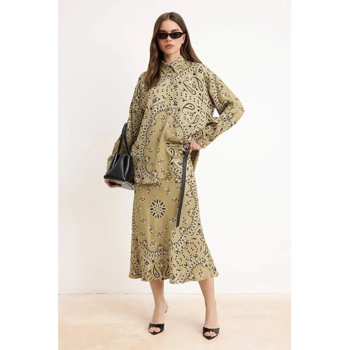 Trendyol Modest Ženska suknja Tctss26Ee00031, Zelena Slike