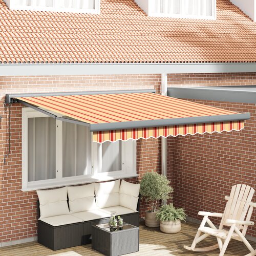 VidaXL Avtomatska retraktibilna tenda rumena in oranžna 350x250 cm Slike