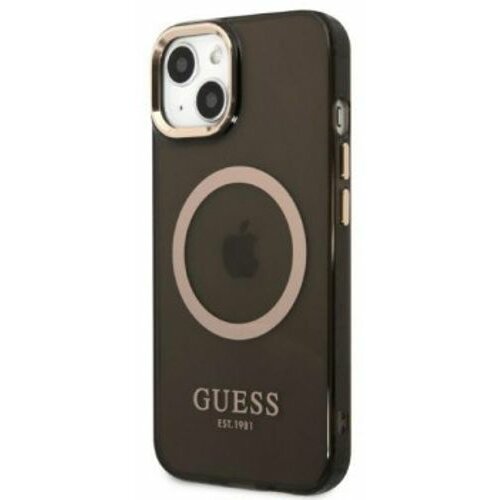 Guess Futrola za iPhone 13 Pro Black Gold Outline Translucent MagSafe ( GSM168196 ) Slike